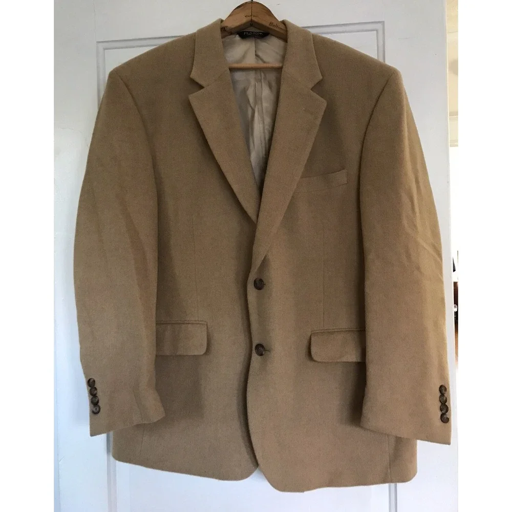 Mens Tan Camel Hair Blazer Jos A Bank Sports Coat Jacket Size 44S